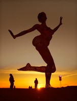 Woman's silhouette at burning man