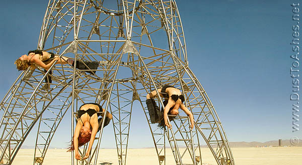 Burning Man Performing Girls on Elevation Tower