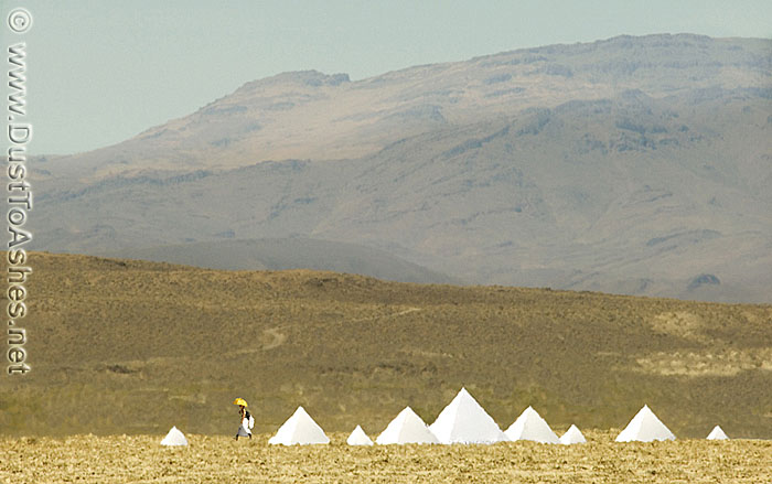 white pyramids in desert