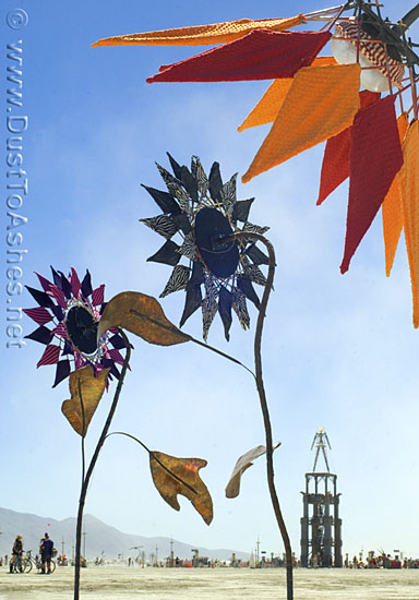 Mechanic Sunflowers in front of Burning Man