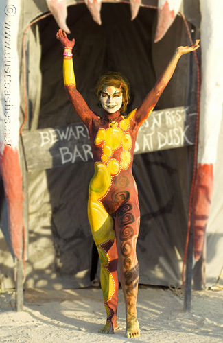 Fully body painted girl at Burning Man Festival