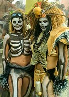 People with painted bones like skeletons