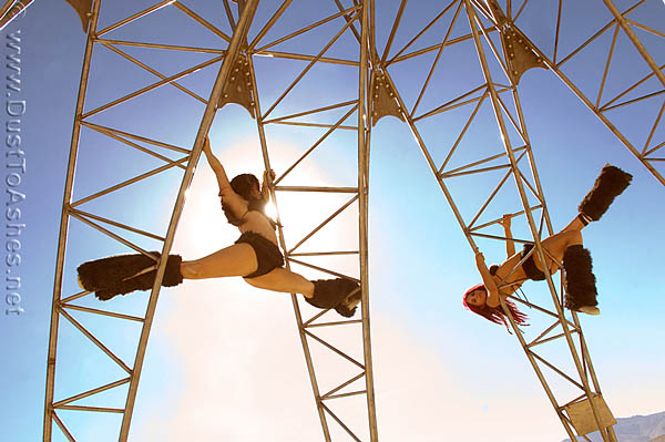 Burning Man Beautiful women acrobats