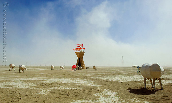 Desert art sculpture representing the life in inhospitable climate