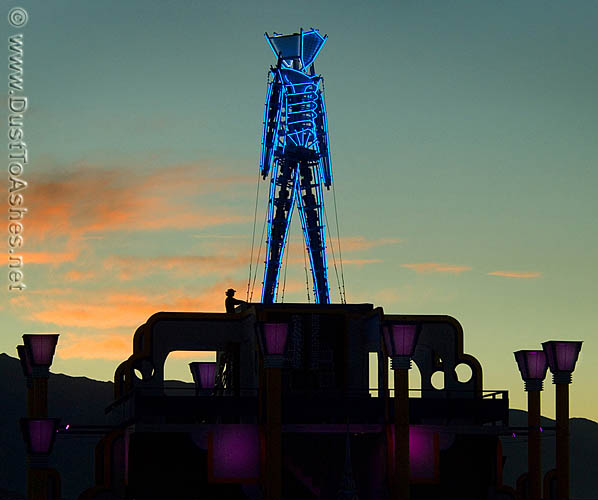 Neon outlines of Burning Man