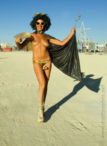 Burning Man gold body painting