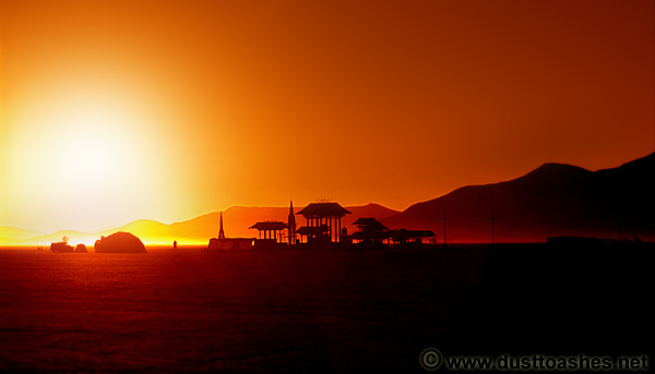 Red sunrise over Nevada desert