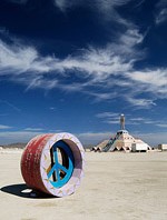 Hippie sign at Burning Man festival