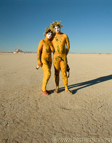 Yellow body painted couple at Black Rock City