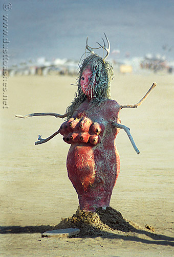 Generous woman with many breasts art Red female body art