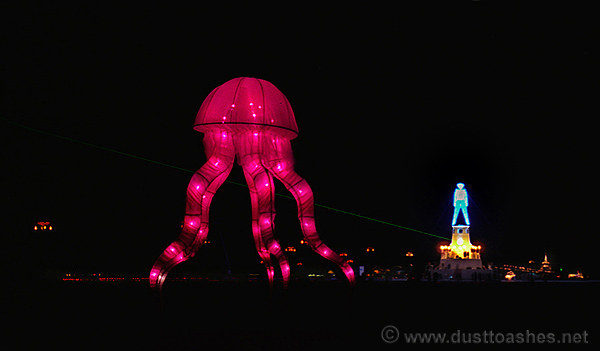 Jivin Jelly and the Man Night view of Burning Man art