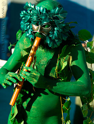 Green body painted man