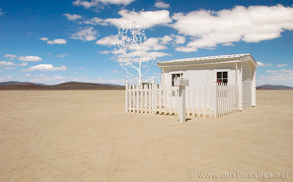 white lonely house in desert