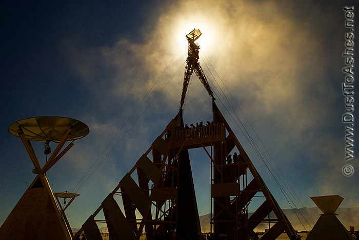 Burning Man 2011 dust silhouette Body of the Man coming out of the dust