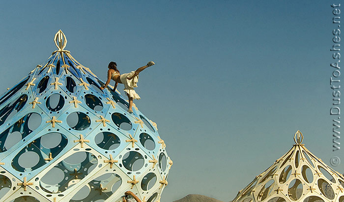 Woman climbing to the top of the Dome