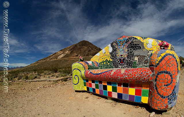Open air art museum near one of the Nevada Ghost Towns on the border with California