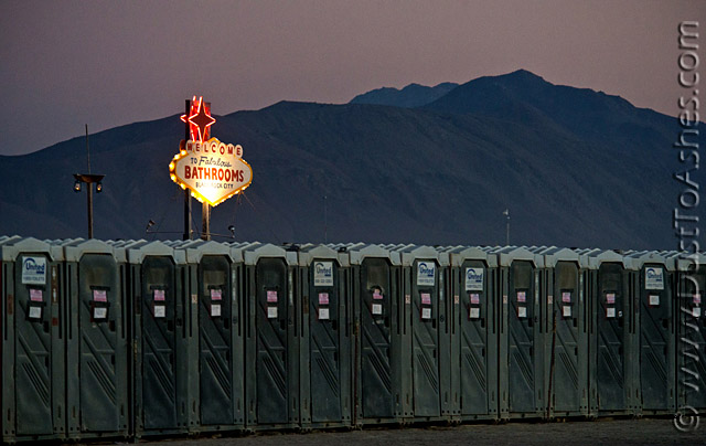 Line of the portable toilets