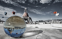 Burning Man thru the  sphere glass
