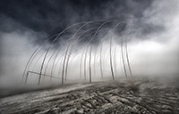Poles bending in the wind dust storm 2