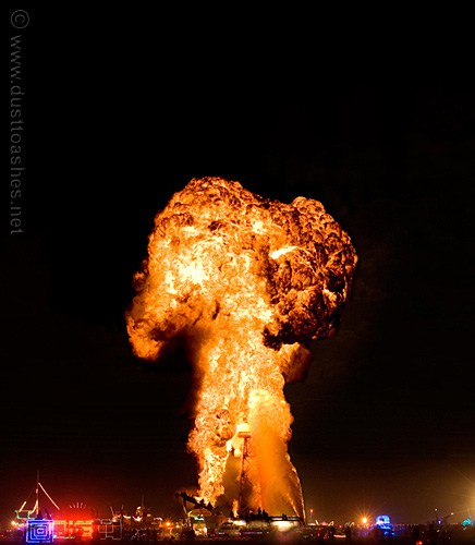 Crude Awakening mushroom fire ball Explosion Massive explosion finalizing the existance of 70 feet oil derrick