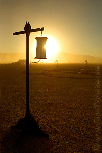 Burning Man lantenrn during sunset Circles on Playa illuminated by Lantern