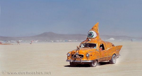Burning Man one eye vehicle Eyeball art car