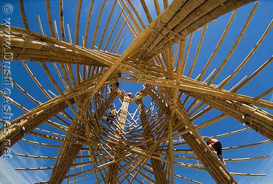 Massive bamboo sculpture made of huge bamboo sticks